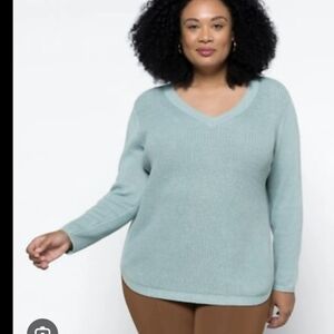 RD Style Soft Blue V-Neck Sweater
